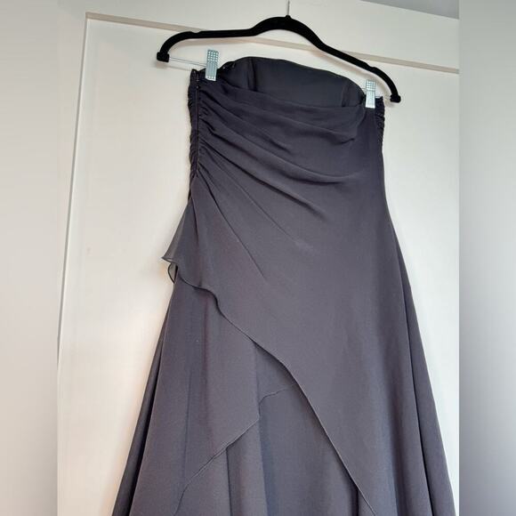 Bloomingdale’s 100% Silk Ruched Midi Strapless Dress Sz 4P - Picture 6 of 11